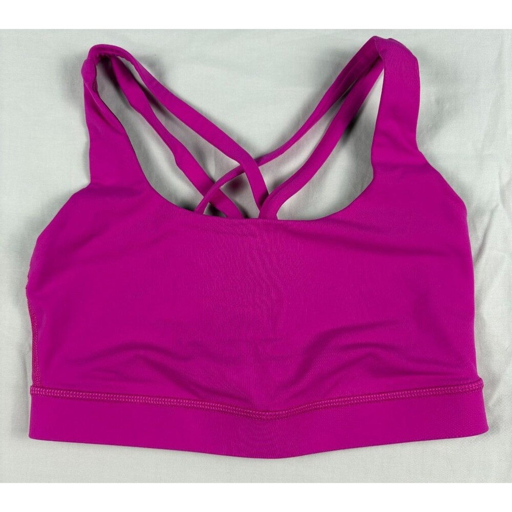 Lululemon Sports Bra Size 4 Hot Pink Longline Crisscross Strappy Yoga Workout